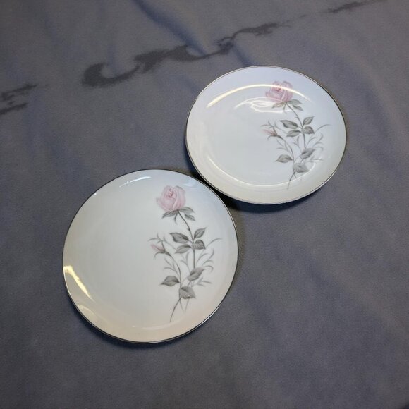Cathy Rose Fine China 6.25" Bread Dessert Plates Set of 2 Pink Roses Made in Jap - Picture 4 of 5